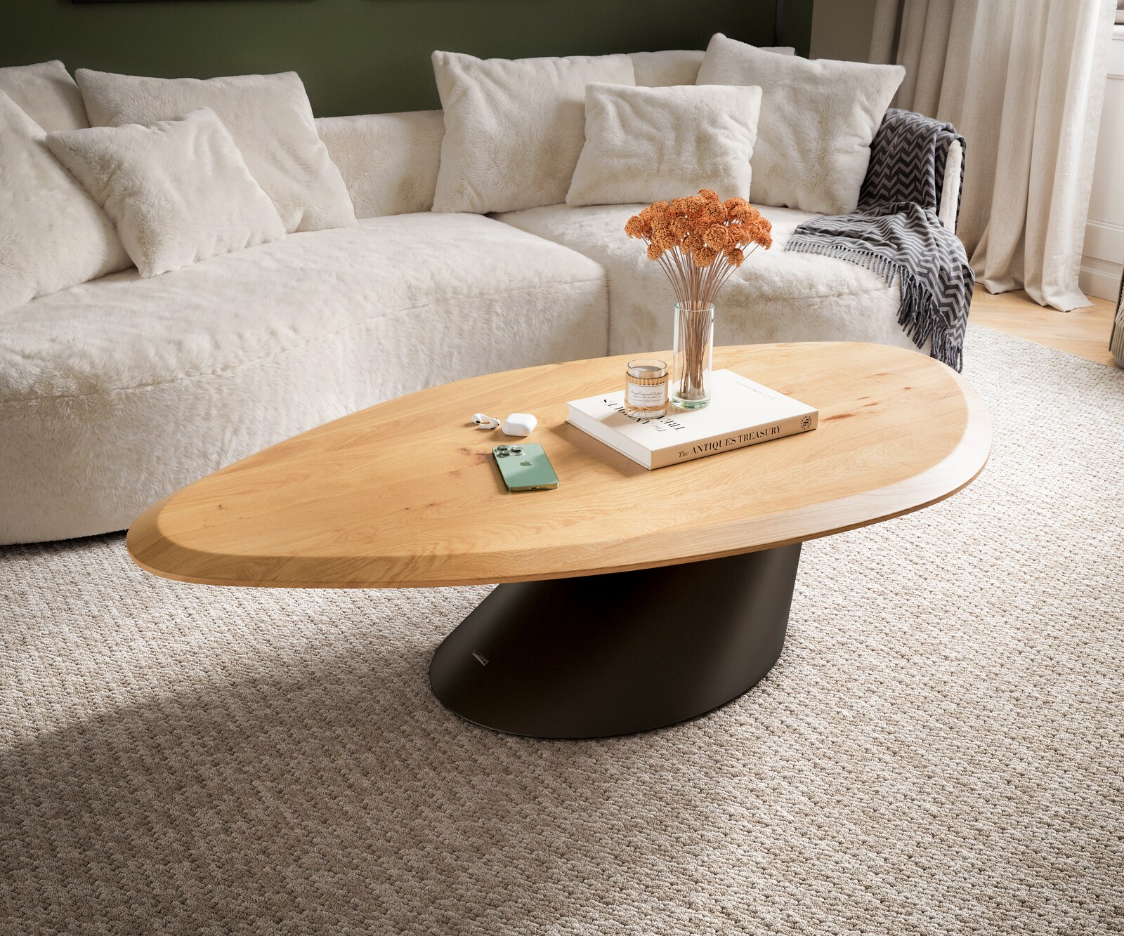 Stolik kawowy Edge kształt organiczny 140x76 cm dąb naturalny flow-edge 1
