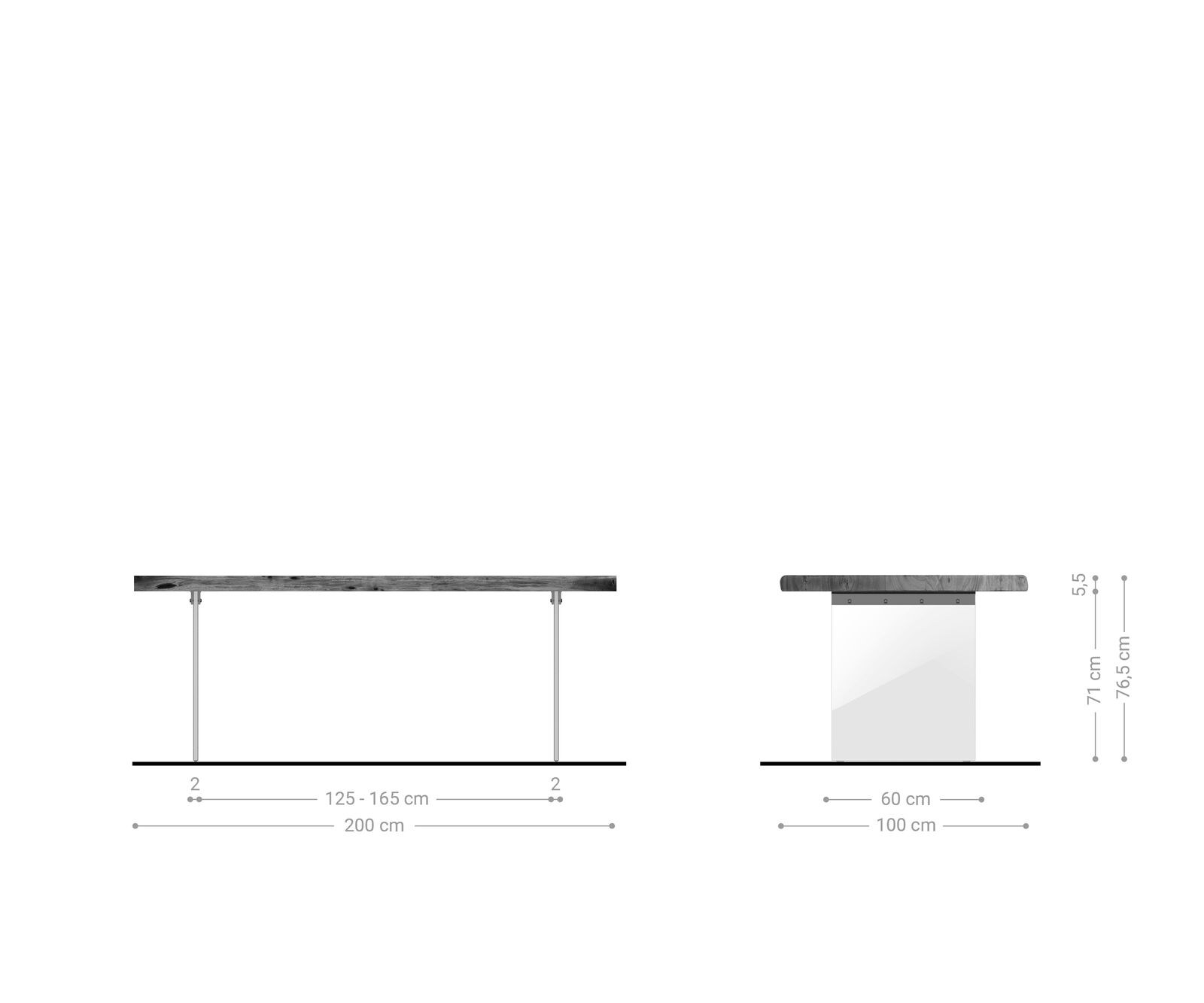 Stół do jadalni Edge 200x100 cm XL akacja naturalna szklana rama live-edge 9