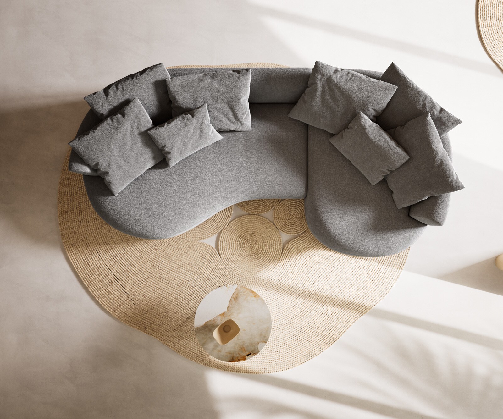 Duża Sofa Edina 330x170 cm miękka tkanina strukturalna szara 8