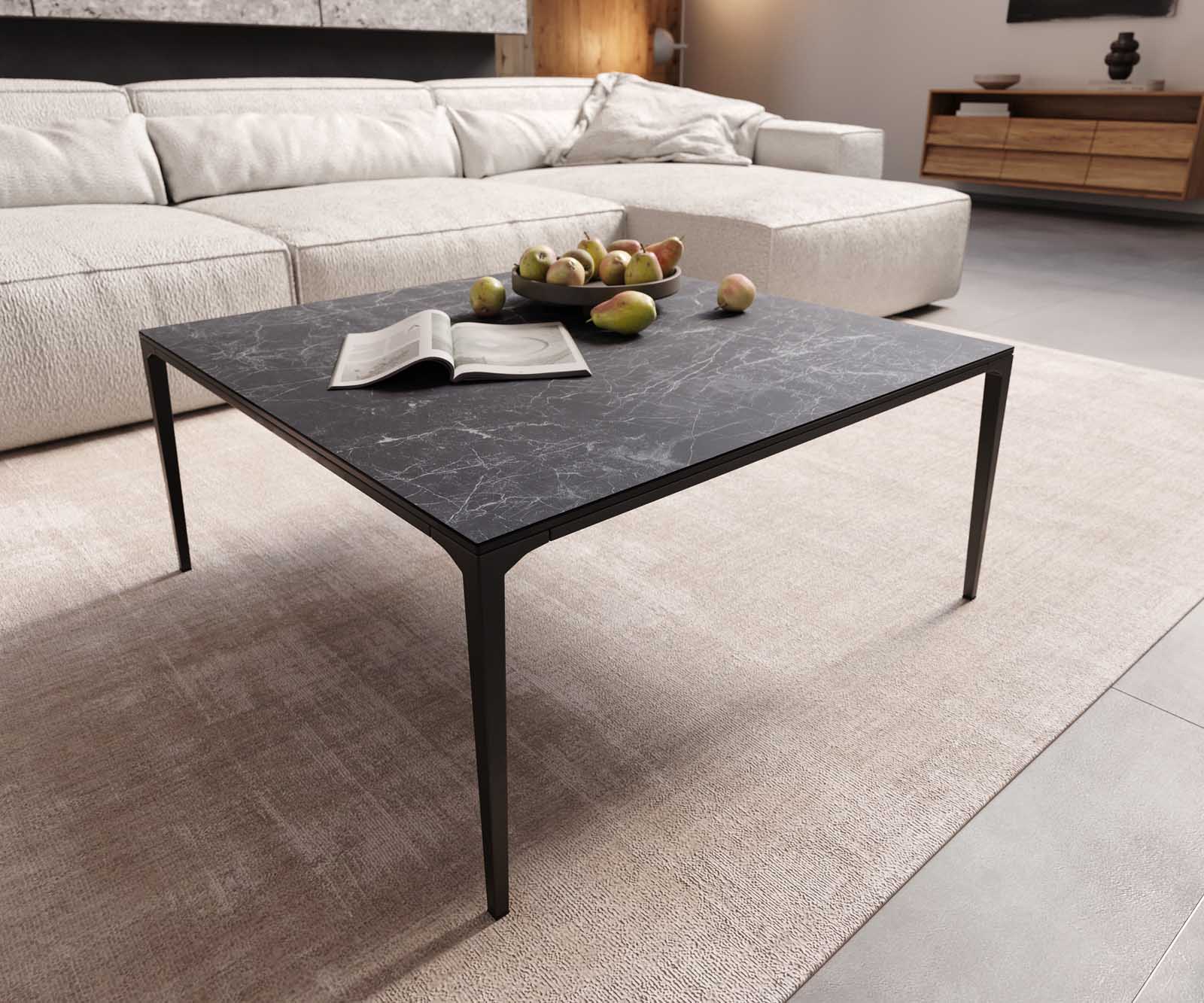 Stolik kawowy Levente 110x60 cm ceramika Laminam® Nero Greco antracyt rama metal czarny 2