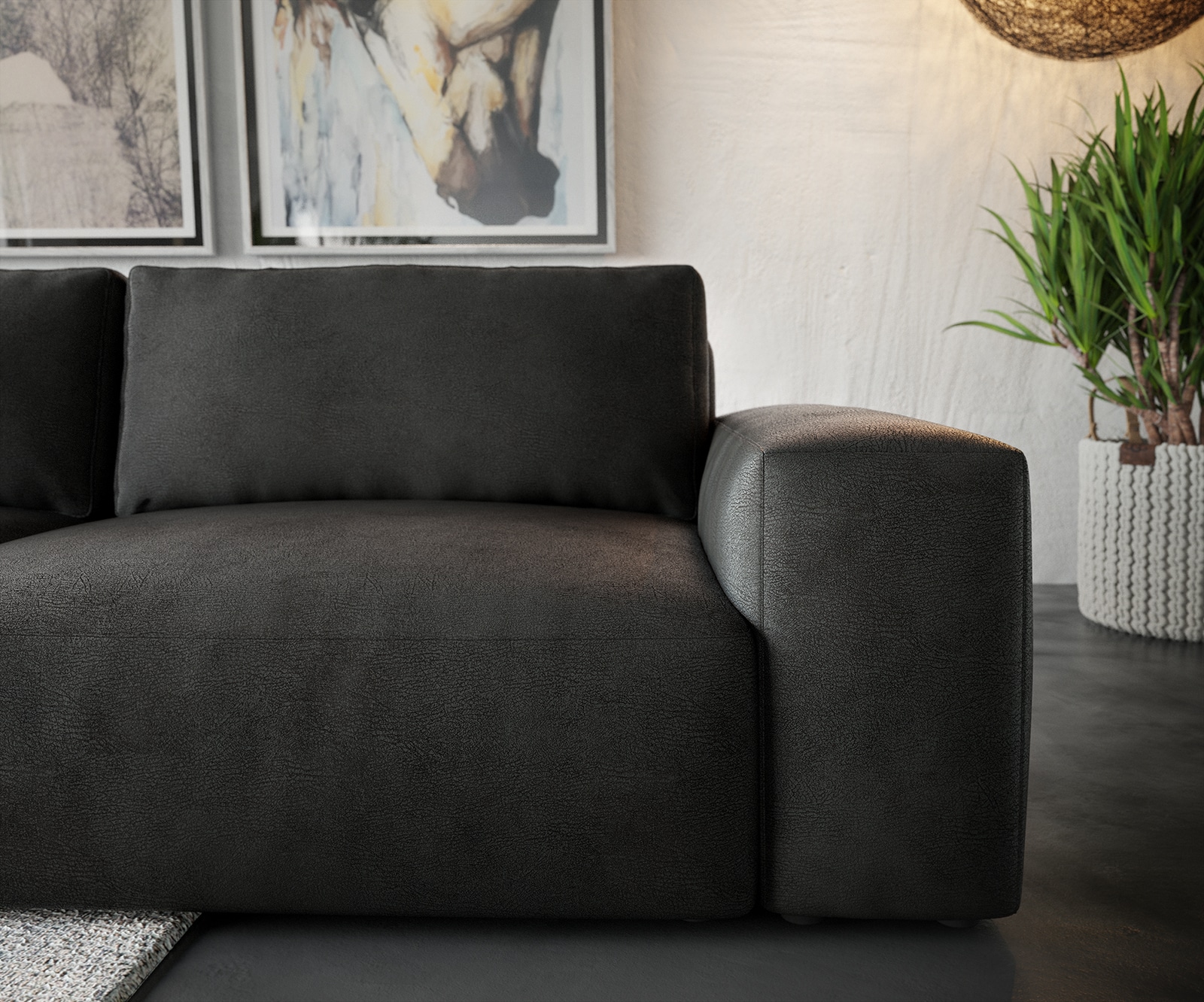 Sofa Lanzo XL 270x130cm skóra ekologiczna antracyt vintage z pufem 4