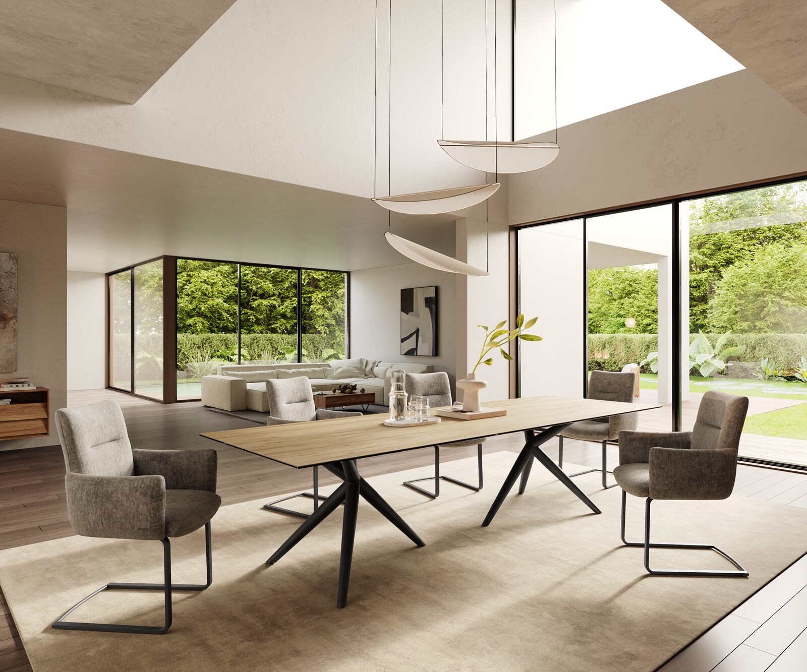 Stół do jadalni Edge 300x100cm ceramika Laminam® Sabbia kolor dębu rama Estelar metal czarny 6