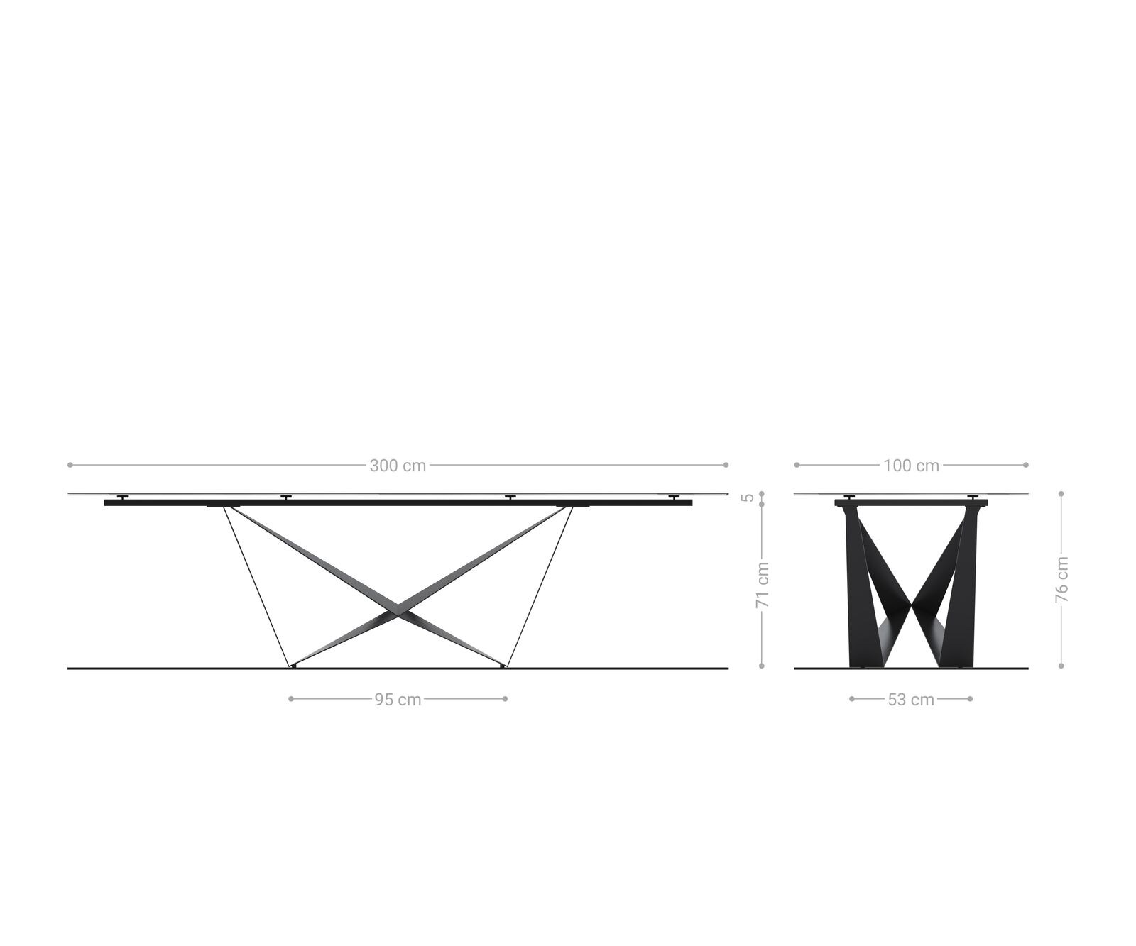 Stół do jadalni Edge 300x100cm ceramika Calacatta Luxe biało-złoto-szary rama Spider metal czarna 9