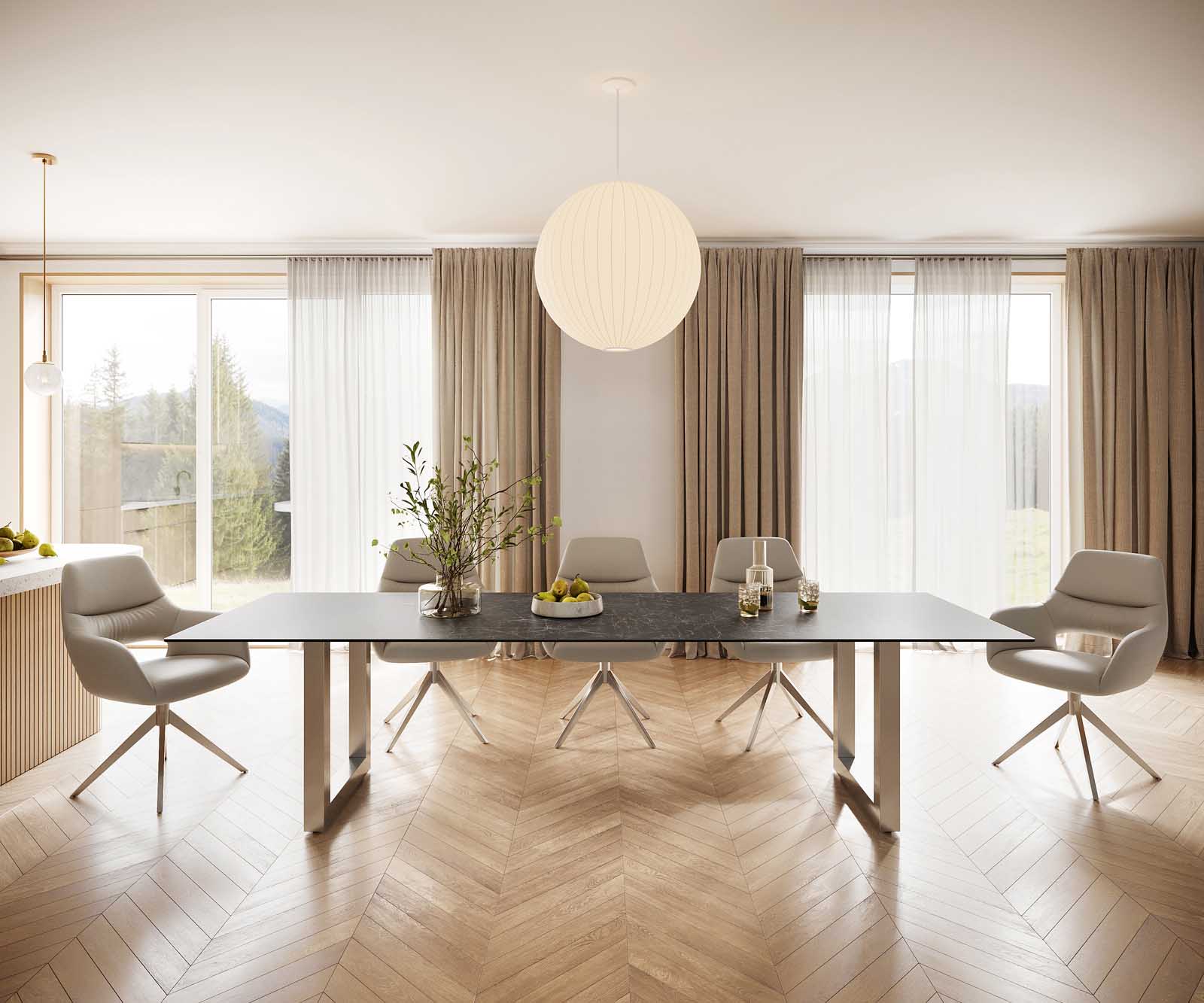 Stół do jadalni Edge 300x100cm ceramika Laminam® Nero Greco antracyt stal nierdzewna szeroka rama 1