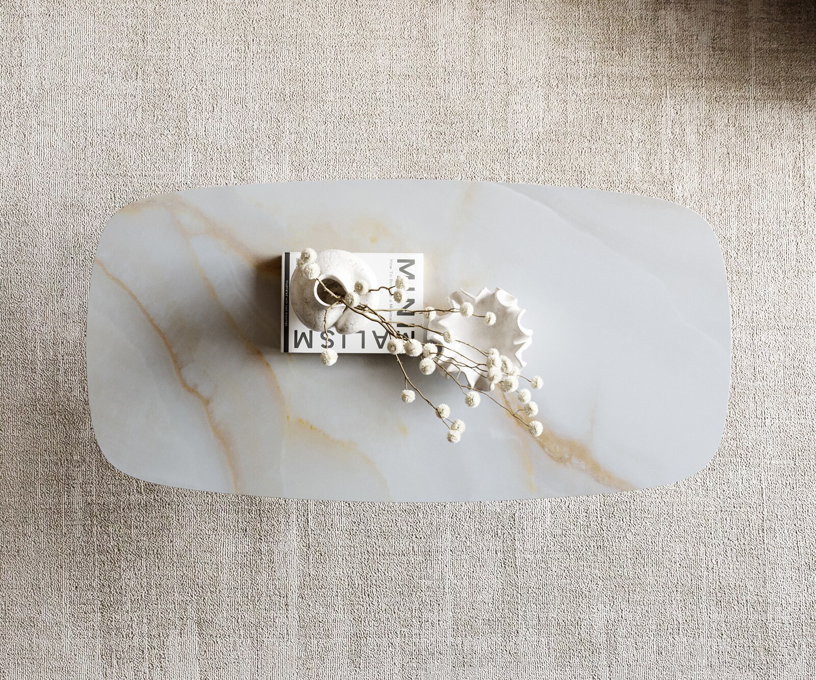 Stolik kawowy Edge w kształcie beczki 100x50 cm ceramika Onyx Pearl podstawa Sarity metal w kolorze tytanu 6
