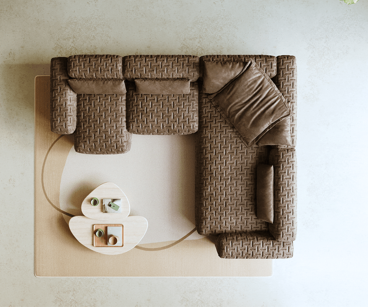 Sofa w kształcie litery U Freestyle 360x290 cm mikrofibra szaro-brązowa vintage pikowana 5