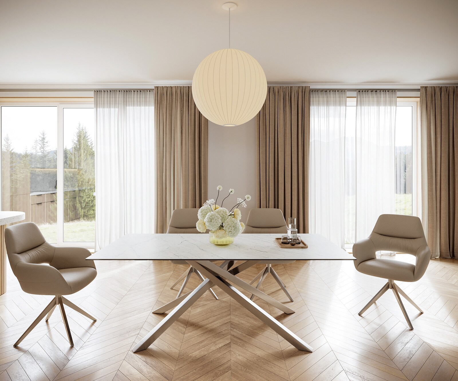 Stół do jadalni Edge 200x100 cm ceramika Laminam® Statuarietto biała rama Cross stal nierdzewna 2
