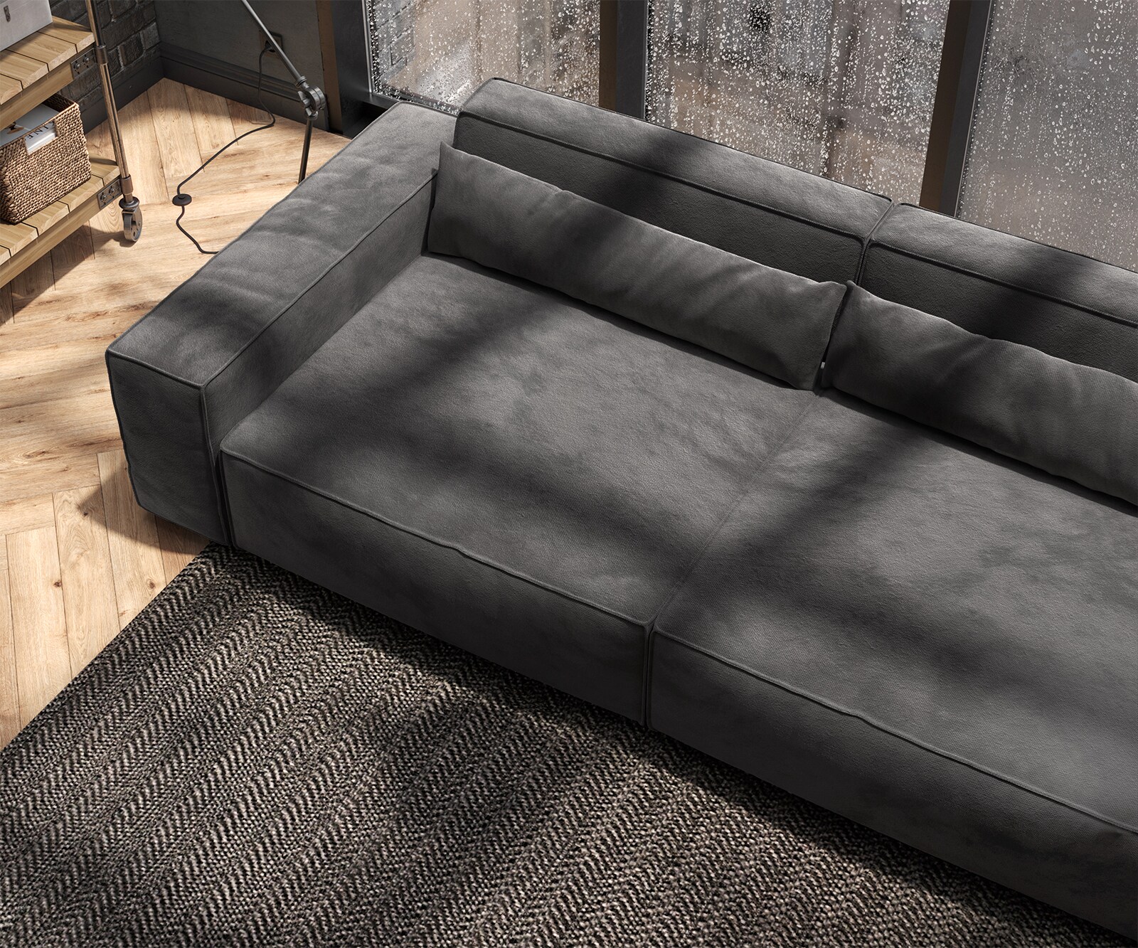 Sofa Sirpio XL 270x130cm mikrofibra czarna z pufem 6