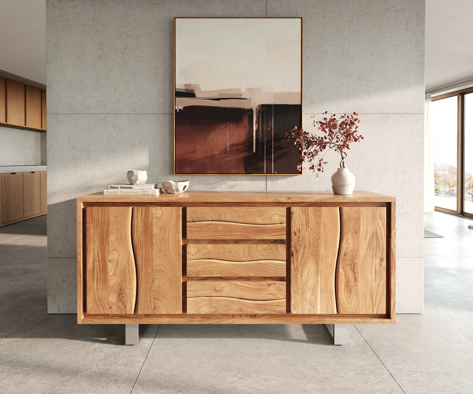 Komoda Live-Edge 170 cm akacja naturalna 3 szuflady 4 drzwi 1