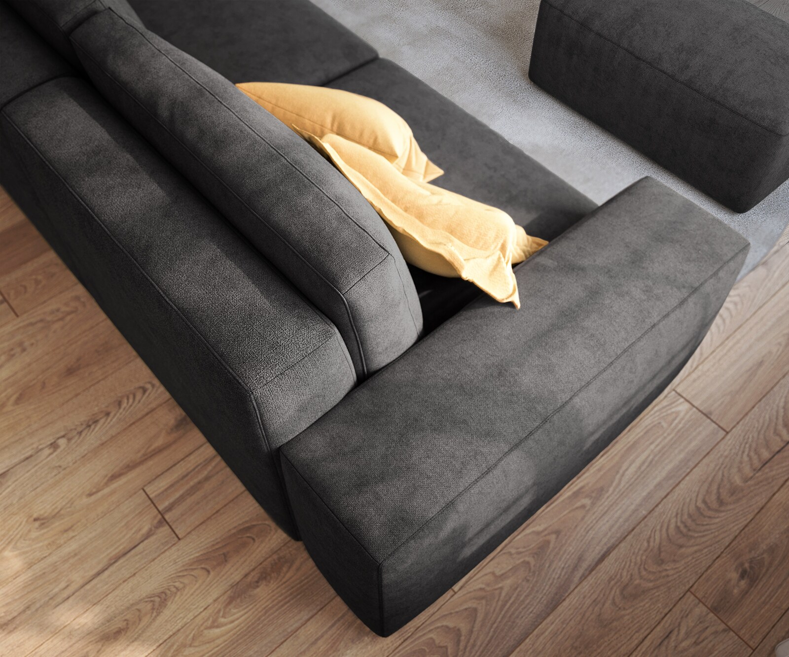 Duża sofa Lanzo L 250x105 cm mikrofibra czarna z pufem 4