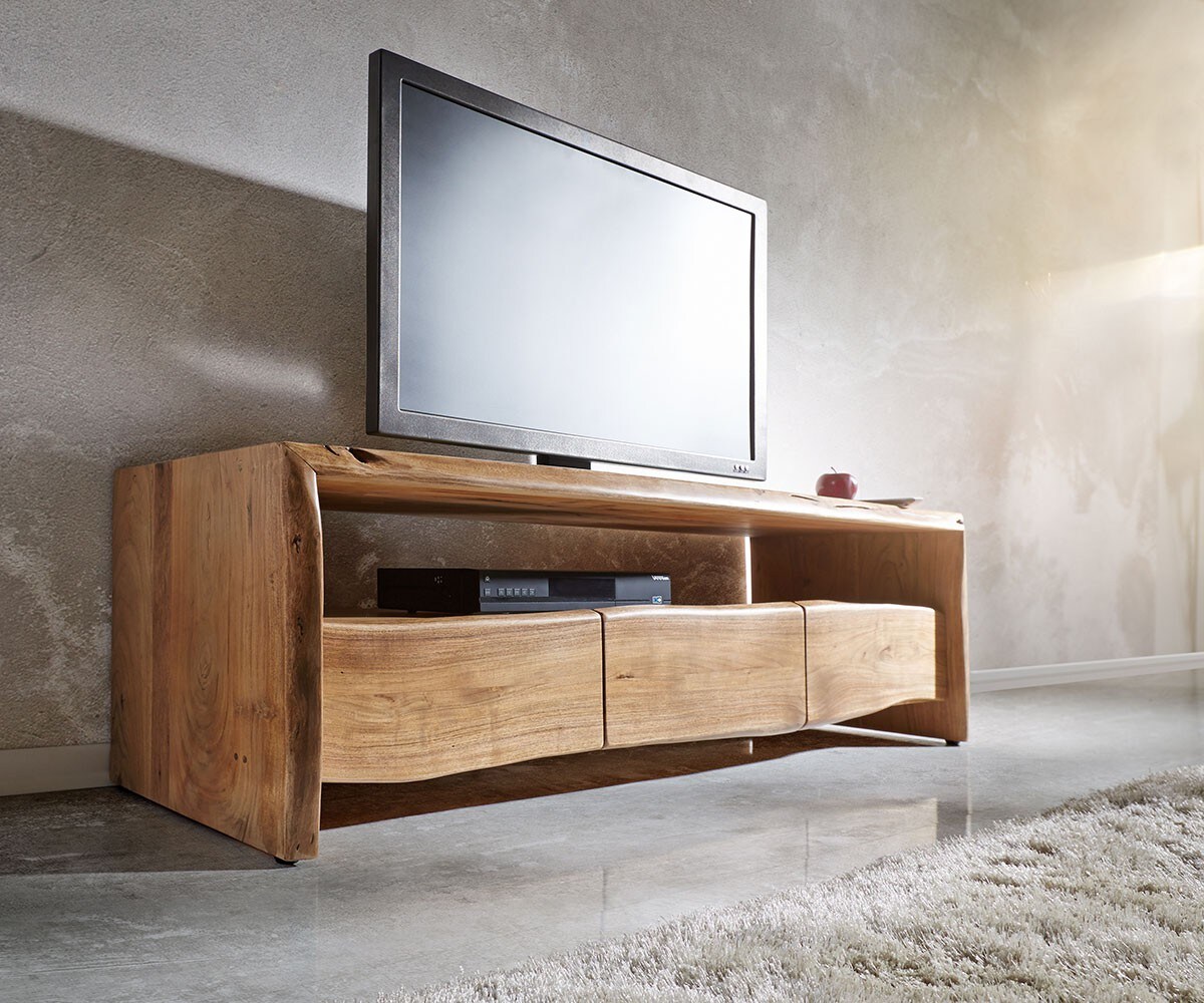 Szafka RTV Live-Edge 230 cm akacja naturalna 4 szuflady 2