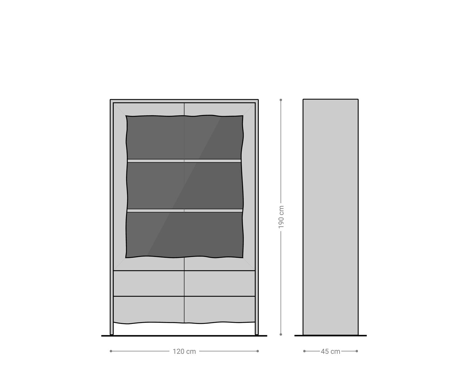 Witryna Live-Edge 120x190 cm akacja naturalna 2 drzwi 4 szuflady 9