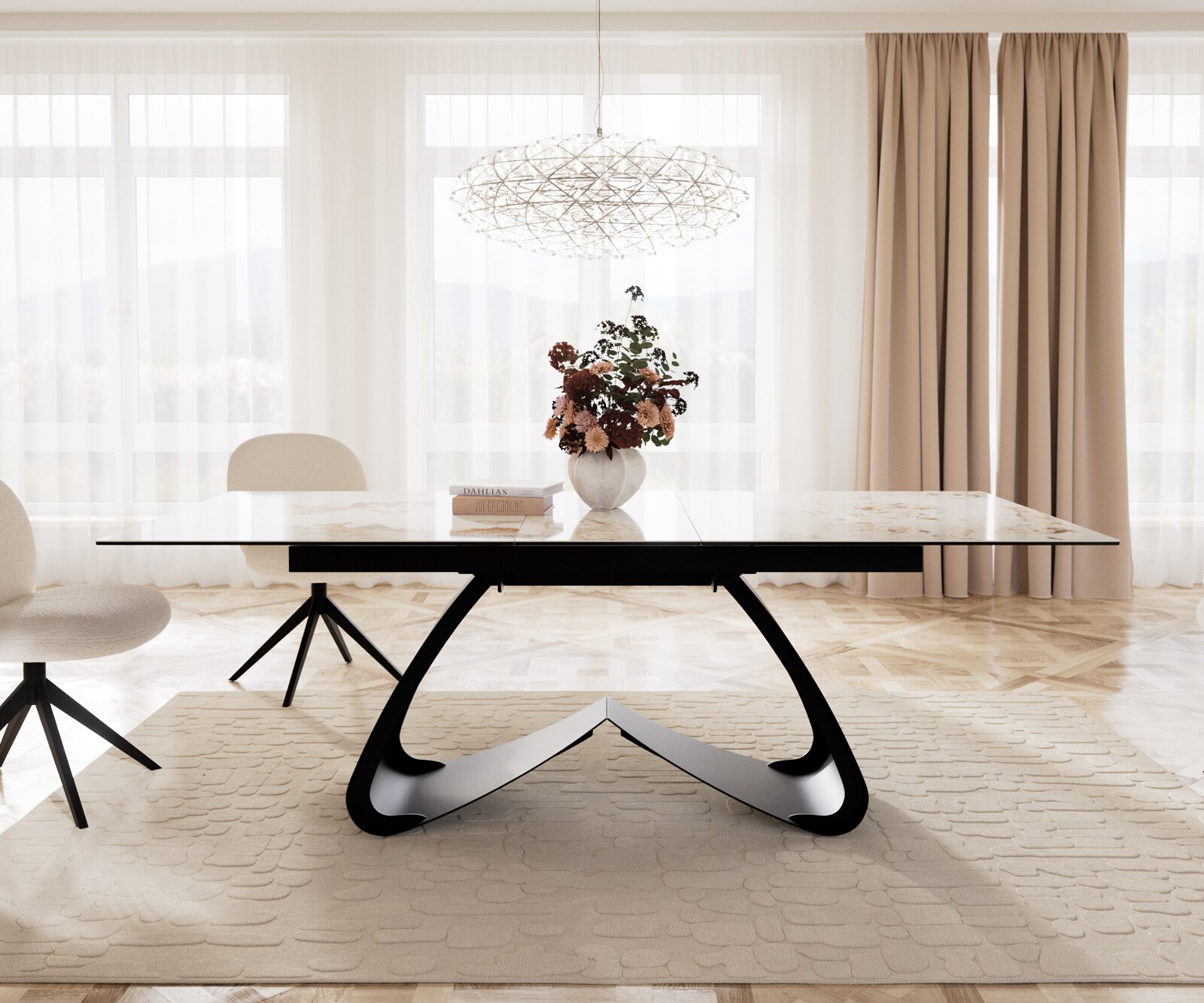 Rama typu W metal czarny do rozkładanych stołów Edge 180-300 cm 2