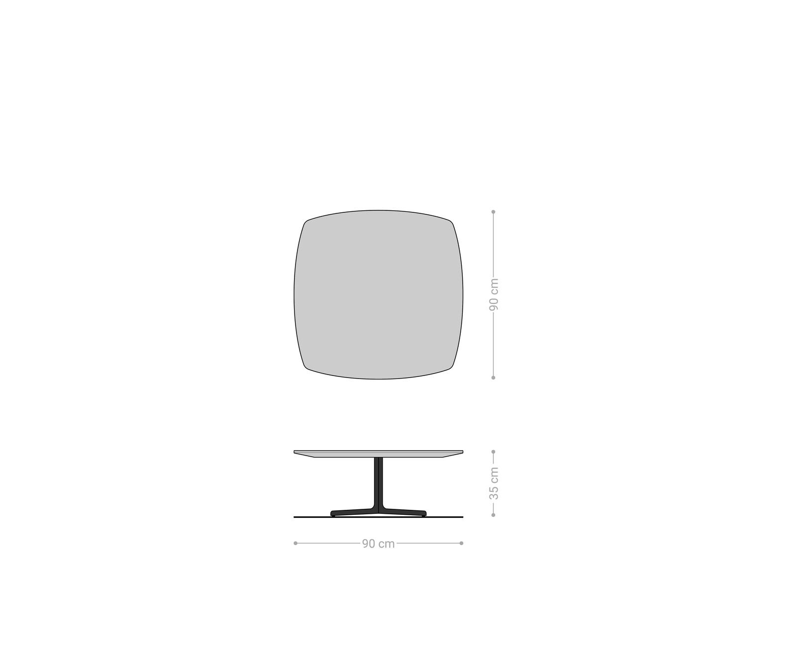 Stolik kawowy Talita 90x90cm wiąz naturalny metal kolor tytanowy 6