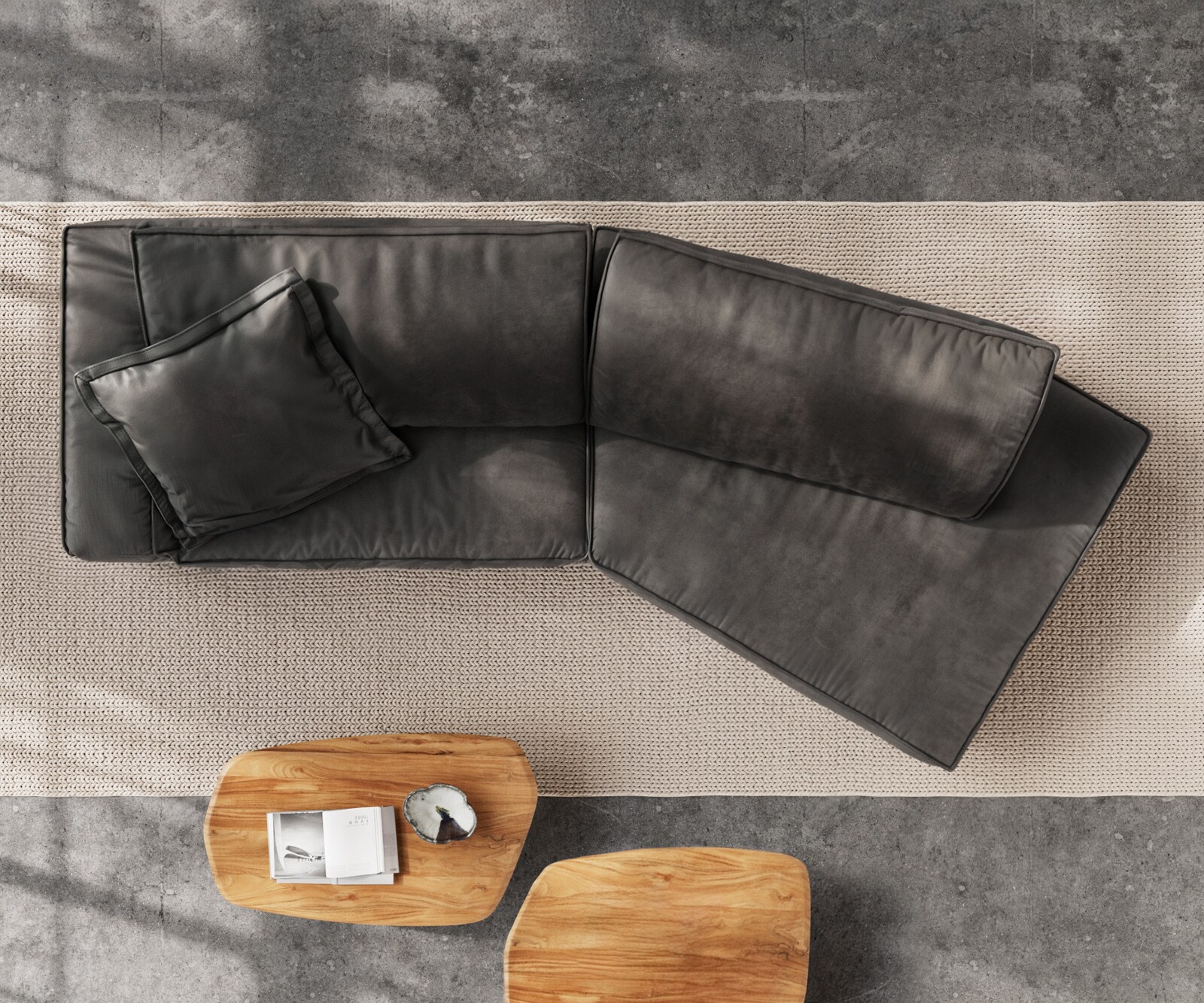 Sofa Snoosh 400x150 cm mikrofibra czarna vintage szezlong prawy 8