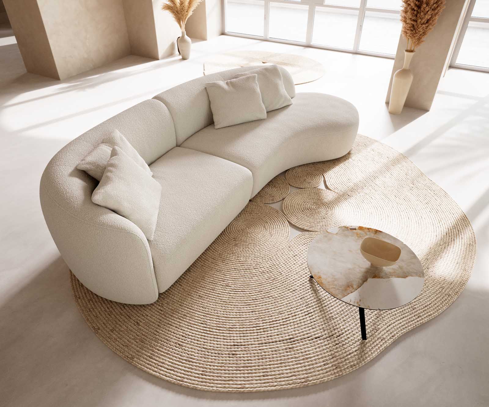 Sofa Mairi 330x160cm bouclé kremowo-biały 3