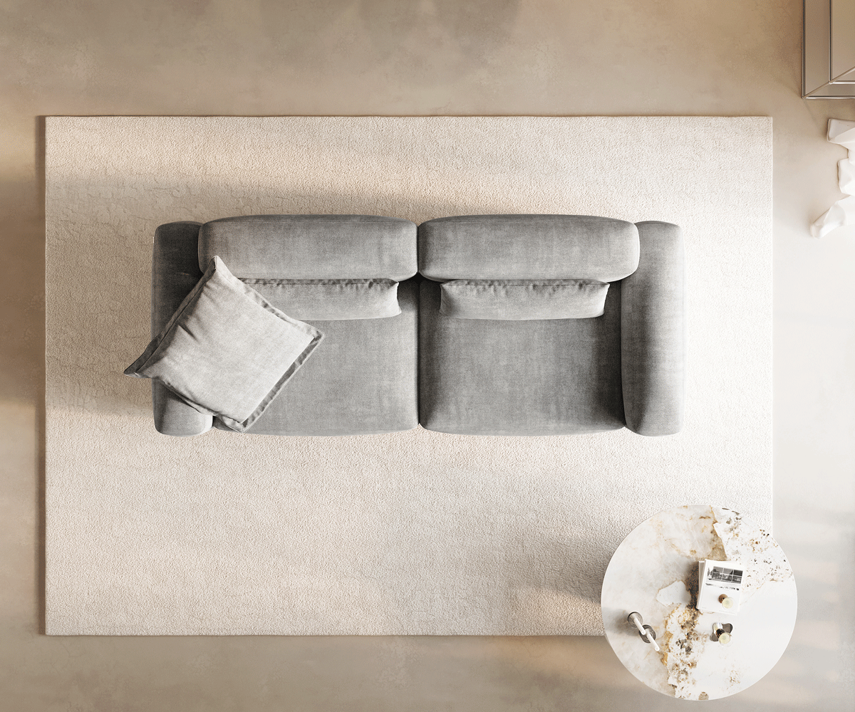 Duża Sofa Freestyle 280x110 cm miękka tkanina strukturalna szara szew płaski 6