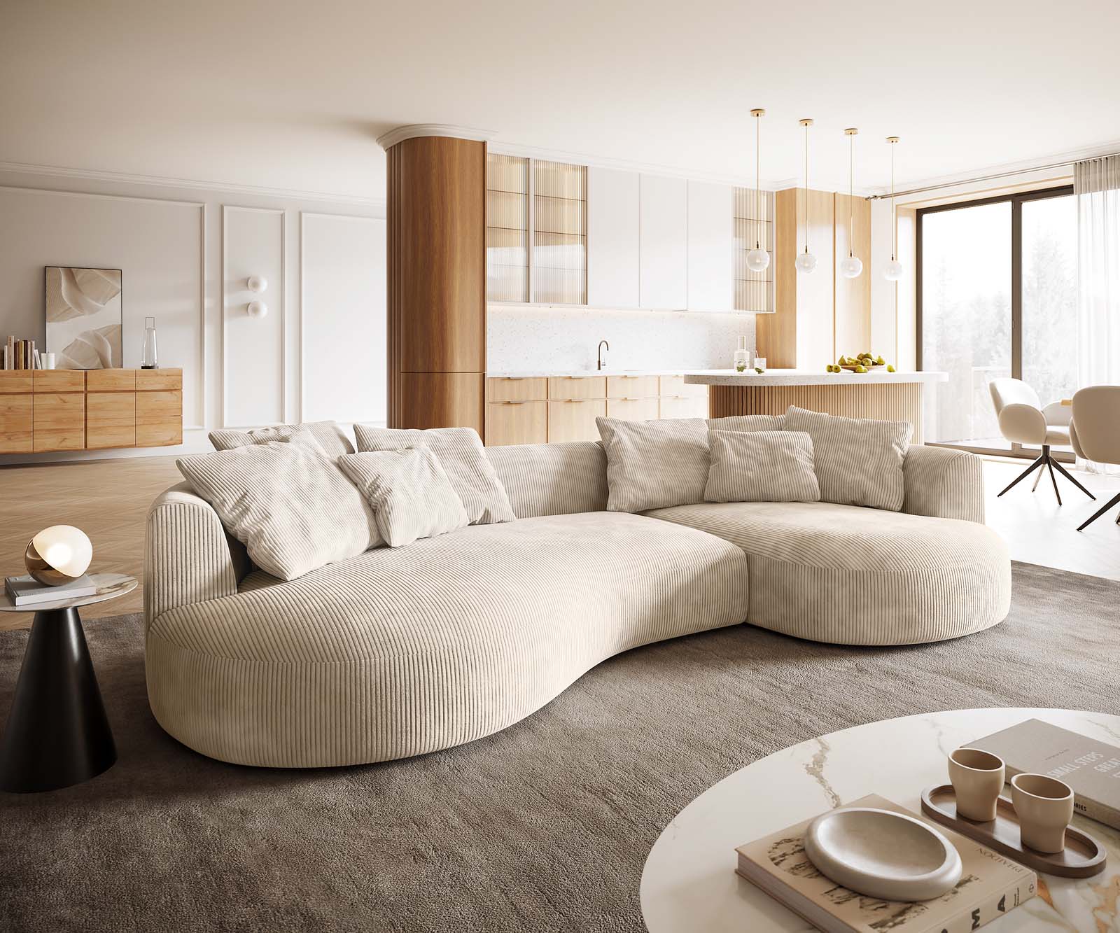 Sofa Edina 330x170cm bouclé kremowo-biały