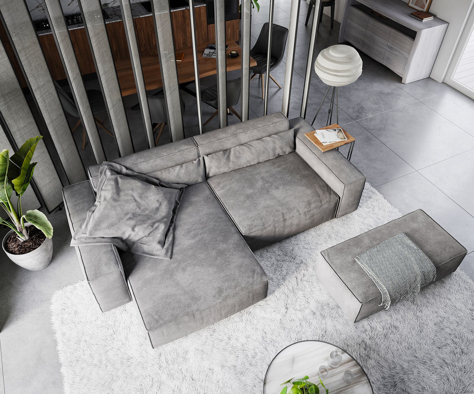 Sofa narożna Sirpio XL 270x170cm mikrofibra szaro-brązowy szezlong z możliwością zmiennego ustawienia z pufem 3