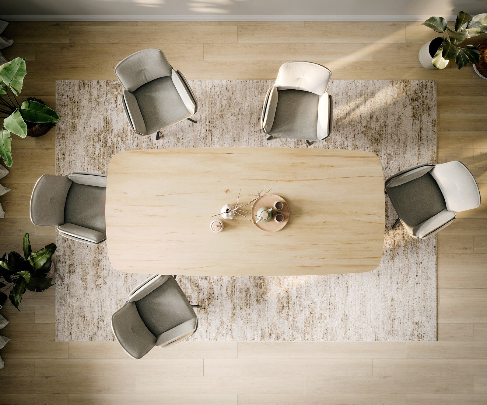 Stół do jadalni Edge w kształcie beczki 260x120 cm ceramika Laminam® Sabbia w kolorze dębu rama Infinity metal czarny 6