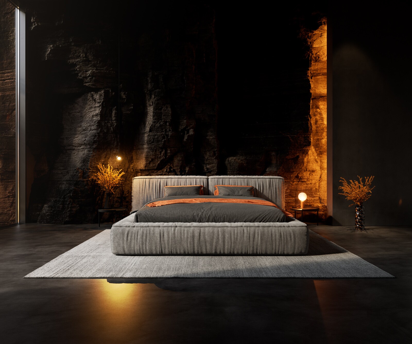 Rama łóżka tapicerowanego Coperti 180x200 cm mikrofibra szara 1