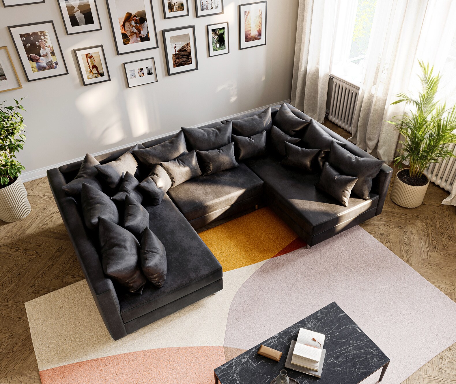 Zestaw wypoczynkowy Clovis antracyt antyczny sofa modułowa 3