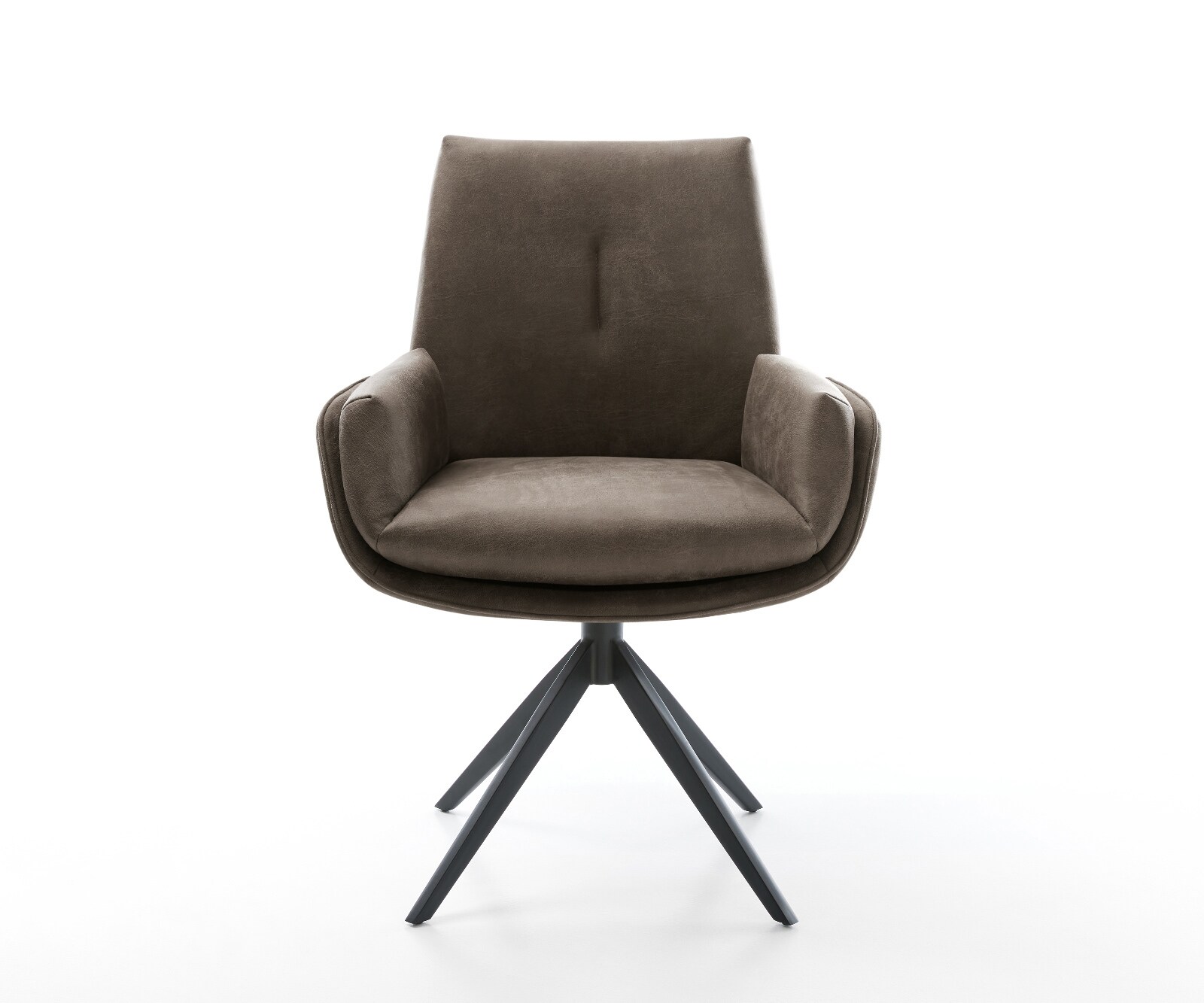Krzesło do jadalni Clea-Flex mikrofibra szaro-brązowy vintage podstawa krzyżowa szeroka metal czarny obracane o 360° funkcja kołyski 4