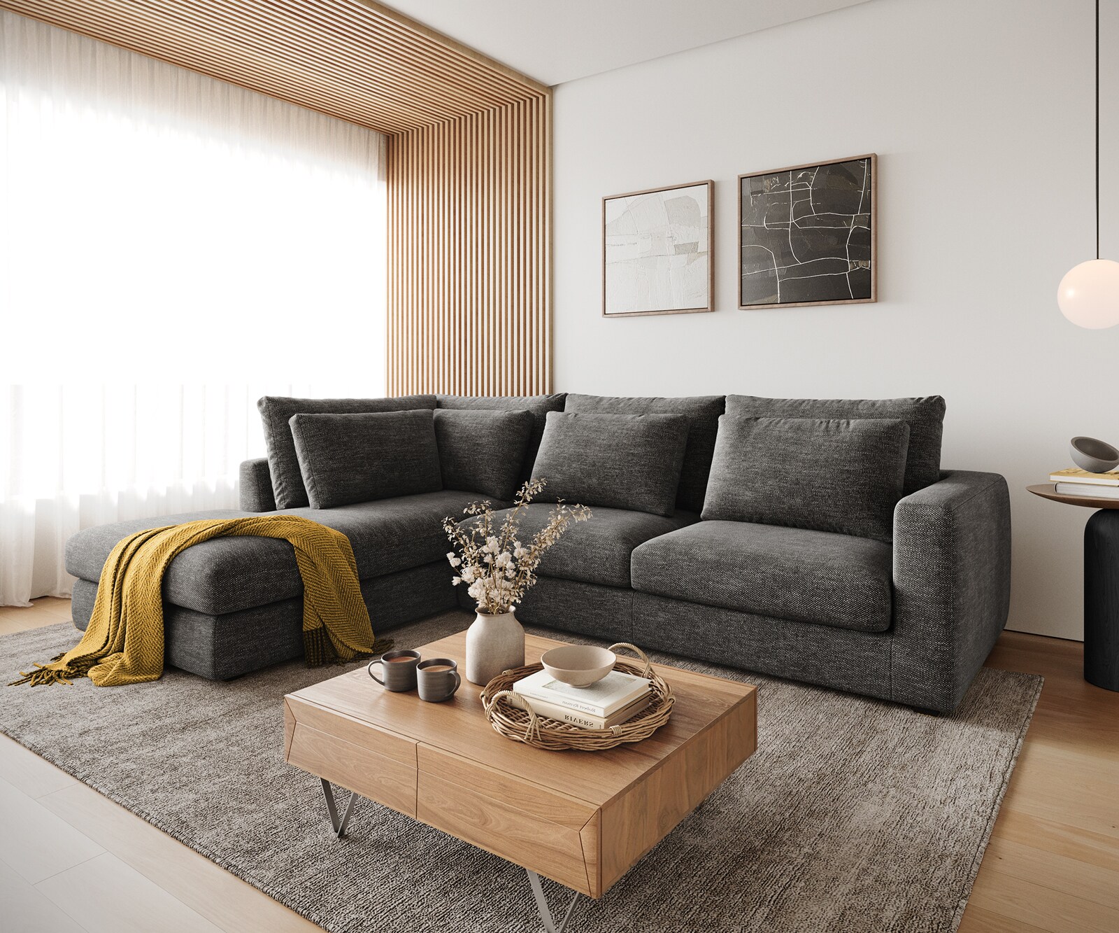 Sofa narożna Isla 330x225cm szenil antracyt szezlong prawy 3