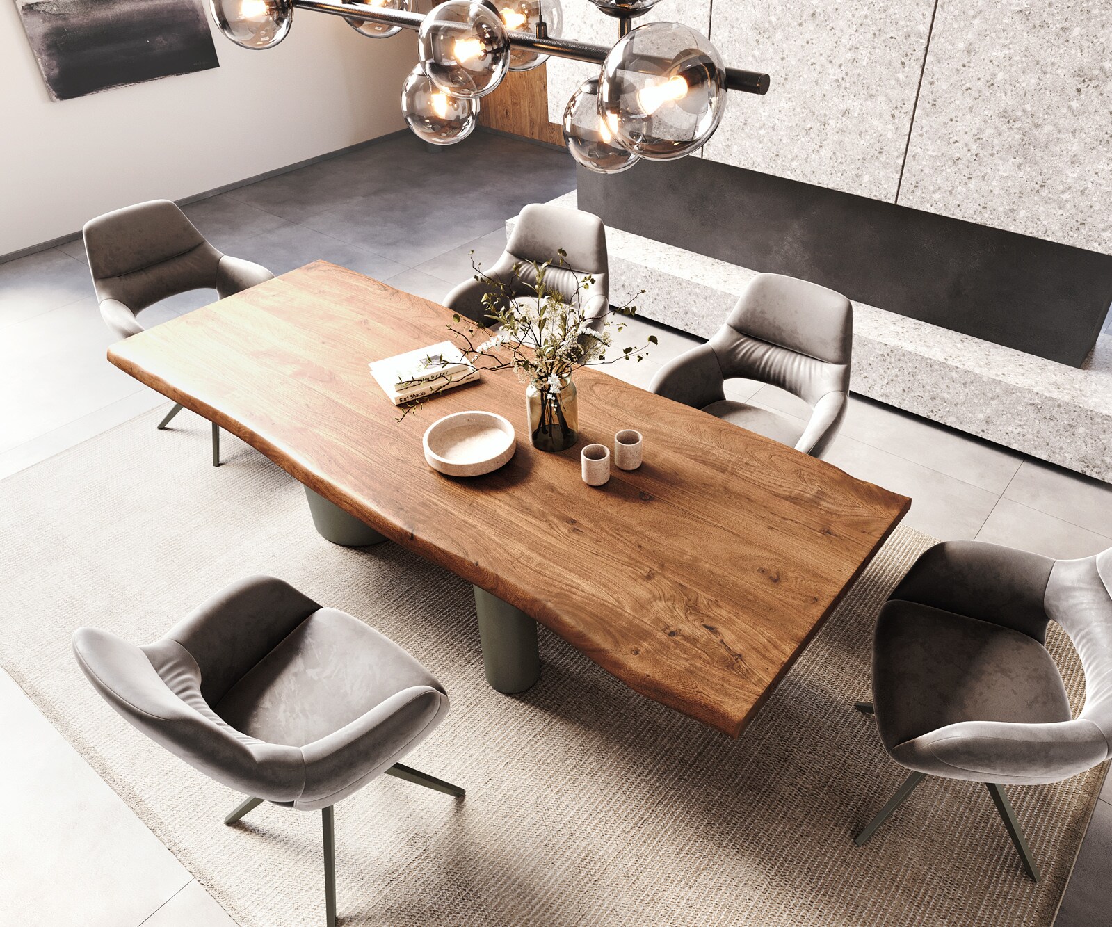 Stół do jadalni Edge 260x100 cm XL akacja brązowa rama Troa metal w kolorze tytanu 3