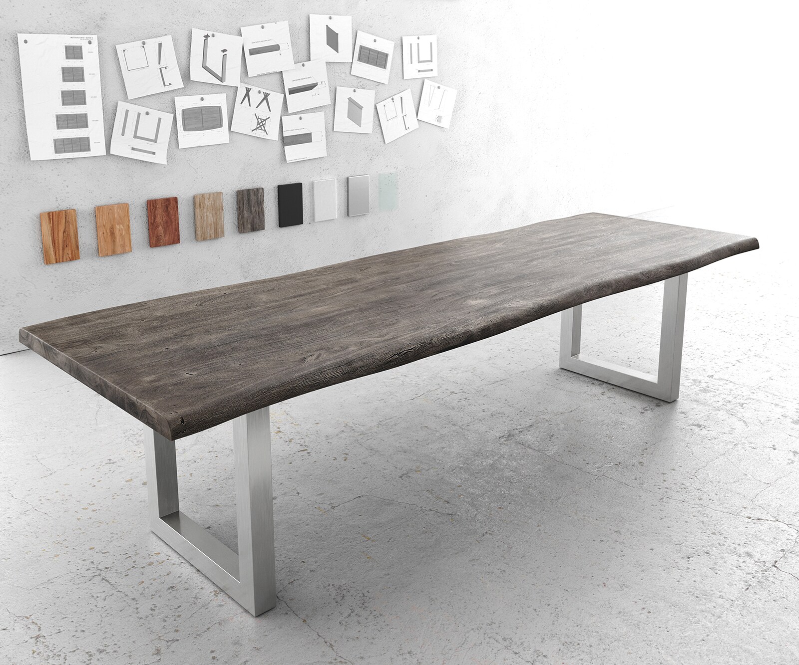 Blat stołu Edge 300x100cm XL akacja platynowa live-edge 4