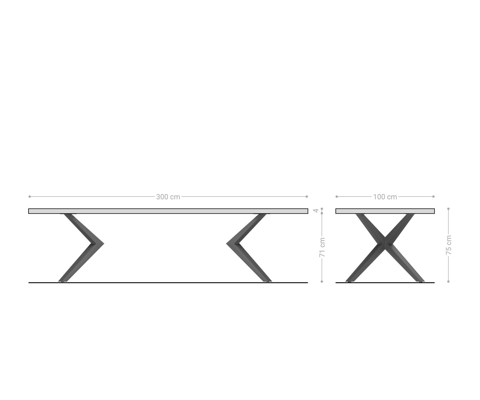 Stół do jadalni Edge 300x100x4cm dąb naturalny rama Zenthara metal czarny live-edge 6
