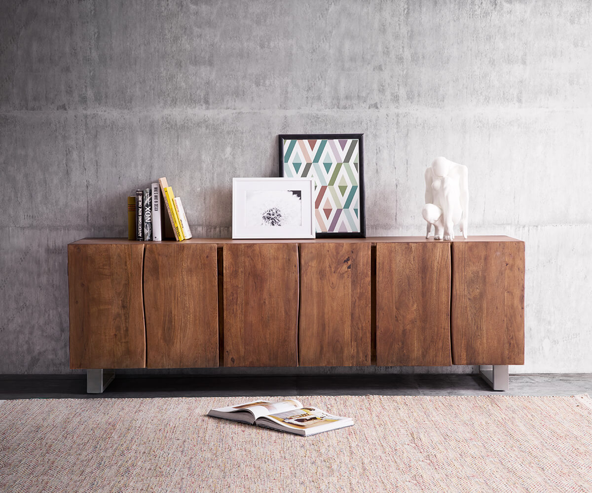 Komoda Live-Edge 220 cm akacja brązowa 6 drzwi 1