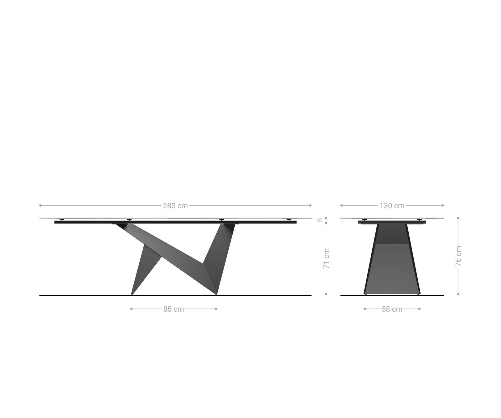Stół do jadalni Edge owalny 280x130cm ceramika Minas Melange biało-beżowy rama Origami metaliczny złoty 8