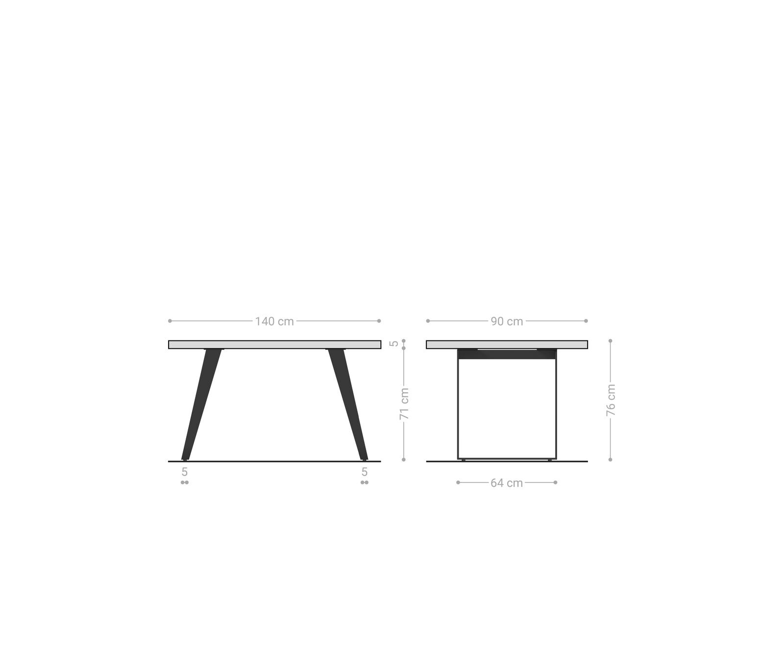 Stół do jadalni Edge 140x90cm XL akacja naturalna stal nierdzewna pochylona rama live-edge 6