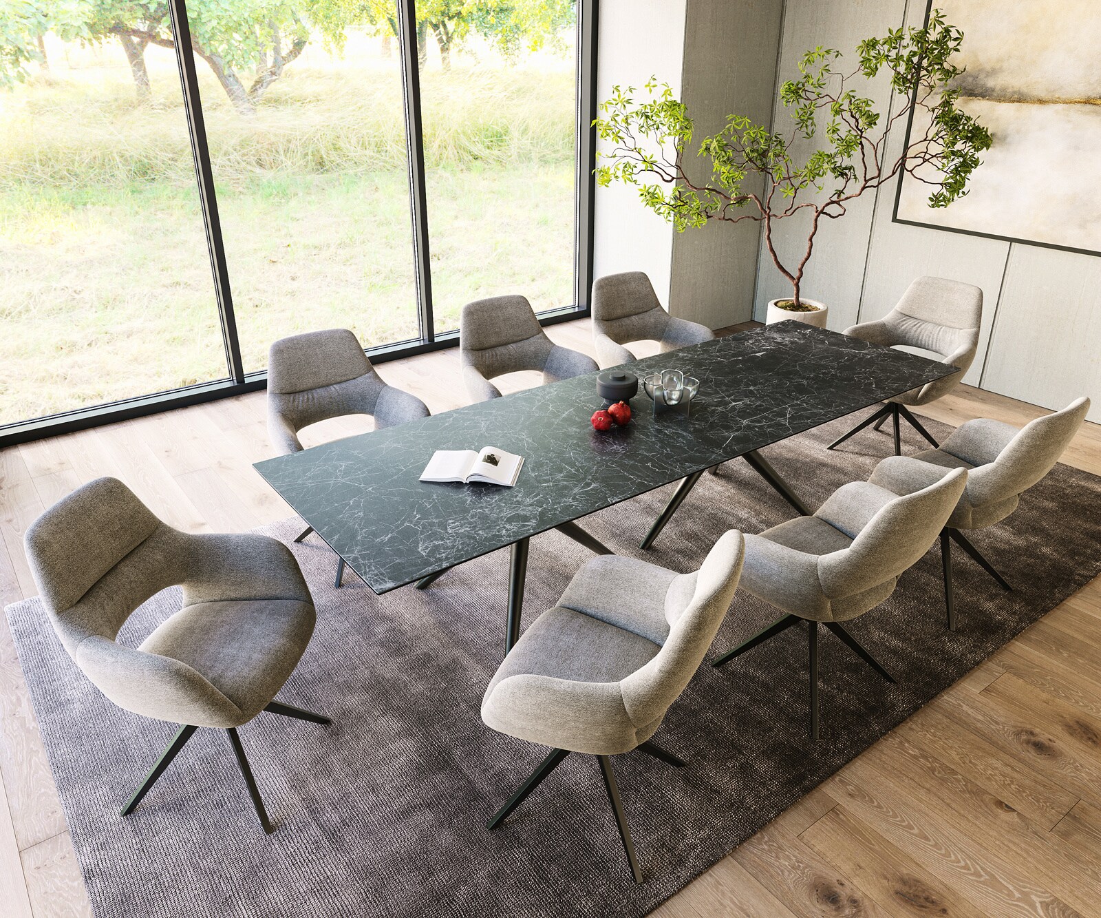 Stół do jadalni Edge 300x100cm ceramika Laminam® Nero Greco antracyt rama Estelar metal czarny 5