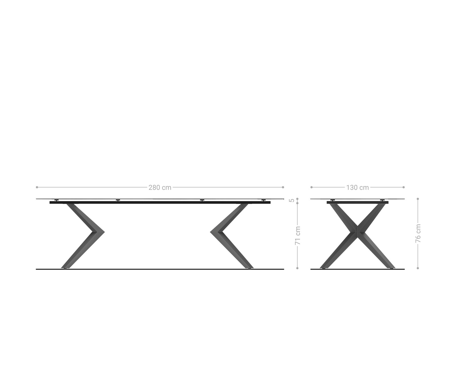 Stół do jadalni Edge owalny 280x130cm ceramika Iris FMG Agatablack rama Zenthara metal kolor tytanowy 8