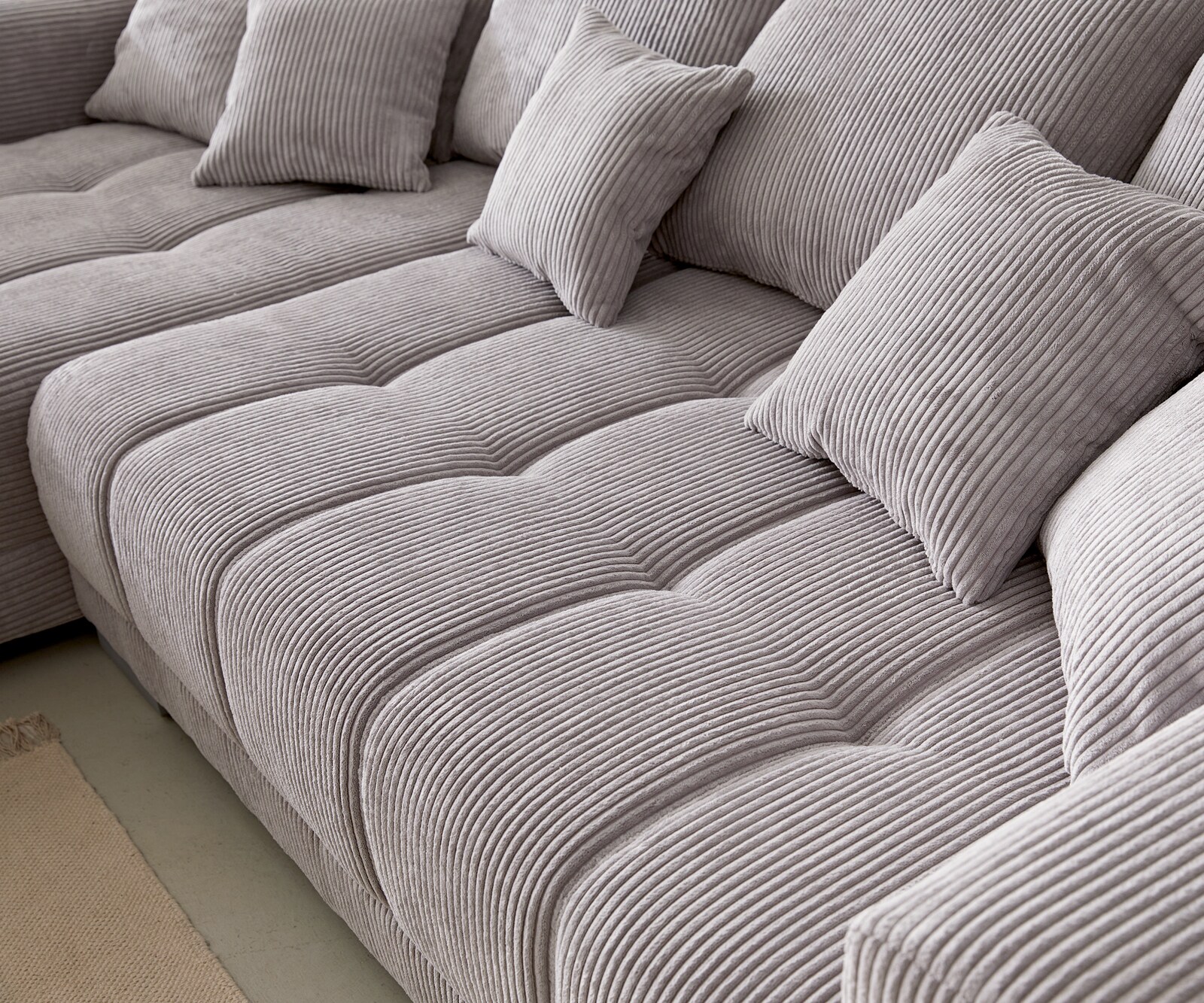 Sofa narożna Josea 300x220 cm sztruks srebrno-szary szezlong lewy 4