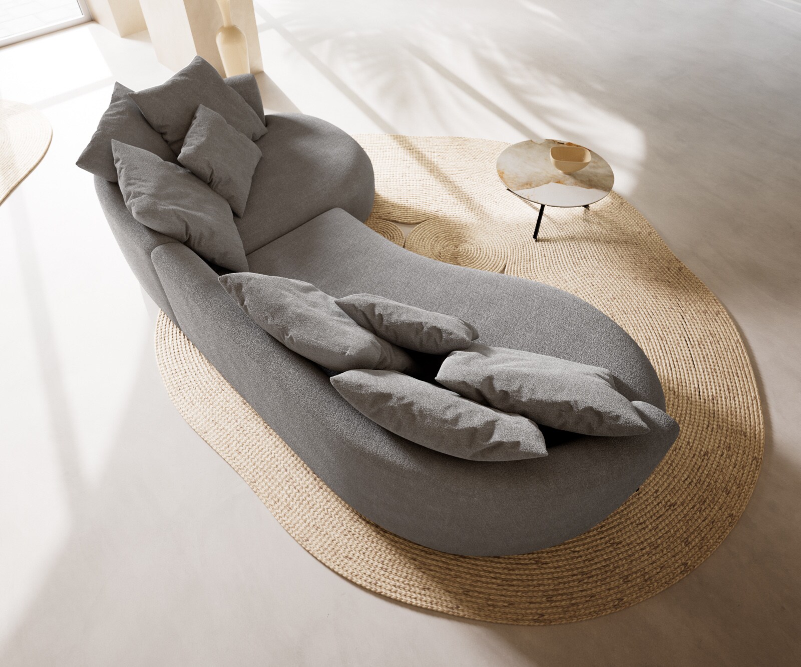 Duża Sofa Edina 330x170 cm miękka tkanina strukturalna szara 5