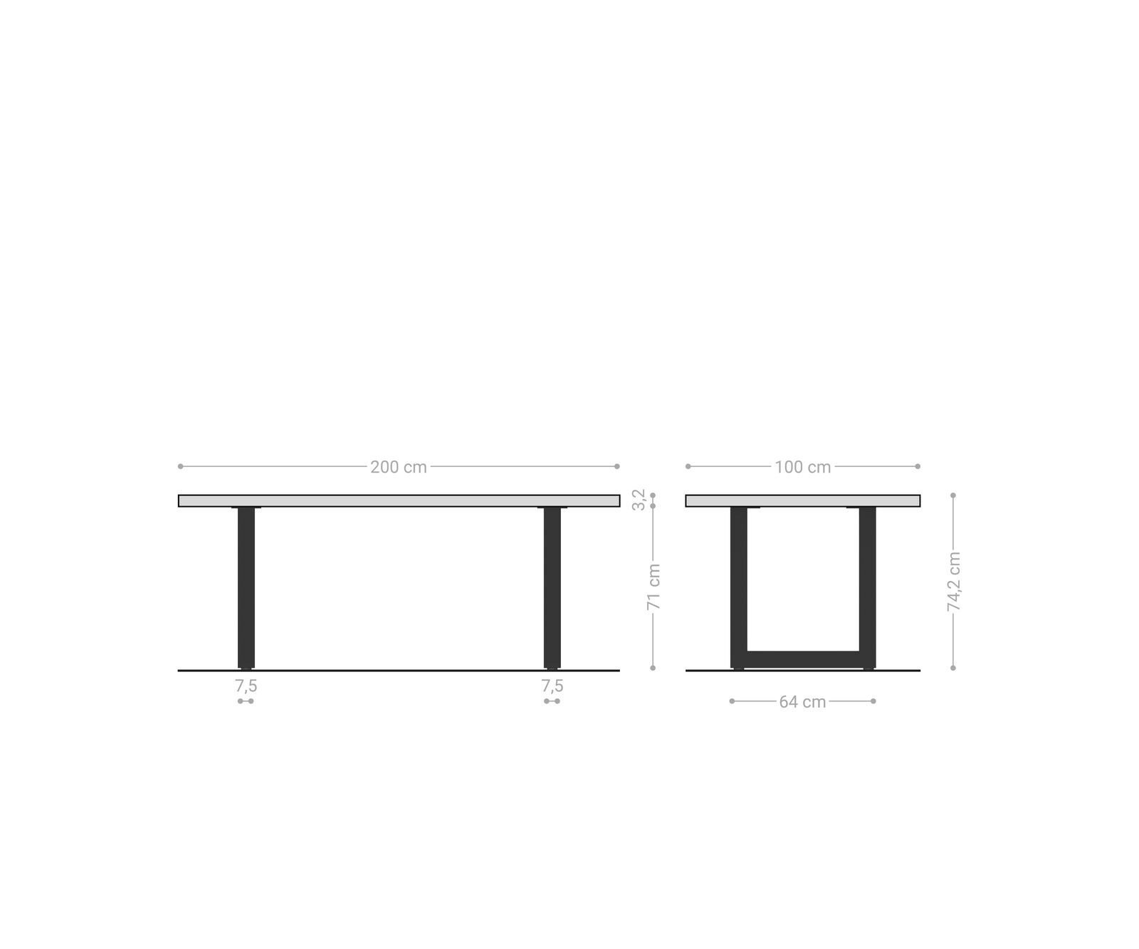 Stół do jadalni Edge 200x100x2,5-3 cm dąb naturalny stal nierdzewna szeroka rama live-edge 9
