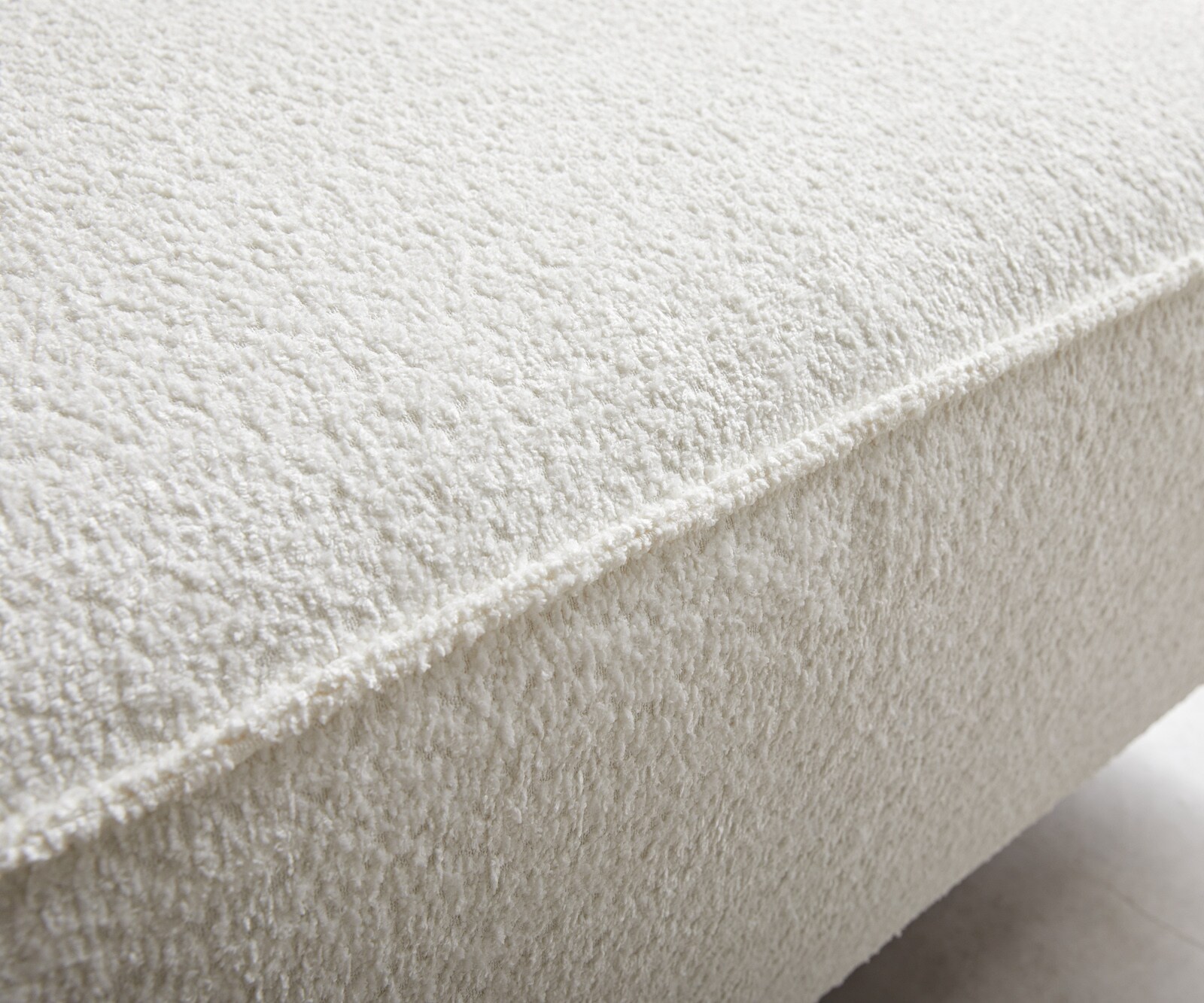 Sofa w kształcie litery U Lanzo 300x210 cm bouclé kremowo-biały szezlong z możliwością obustronnego montażu z pufem 6