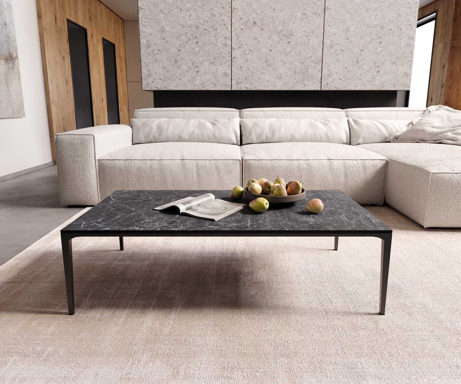 Stolik kawowy Levente 110x60 cm ceramika Laminam® Nero Greco antracyt rama metal czarny 1