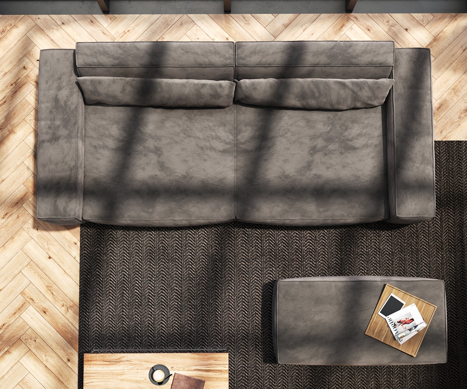 Sofa Sirpio XL 270x130cm mikrofibra brąz khaki z pufem 8