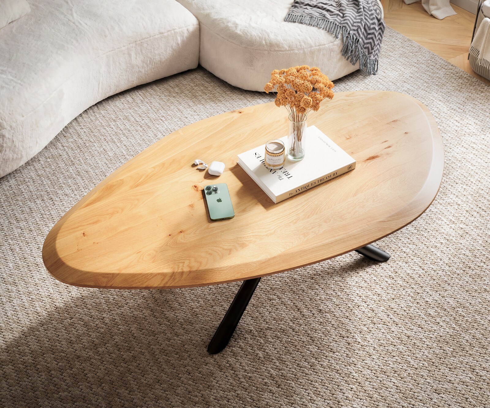 Stolik kawowy Edge kształt organiczny 140x76 cm dąb naturalny flow-edge 3