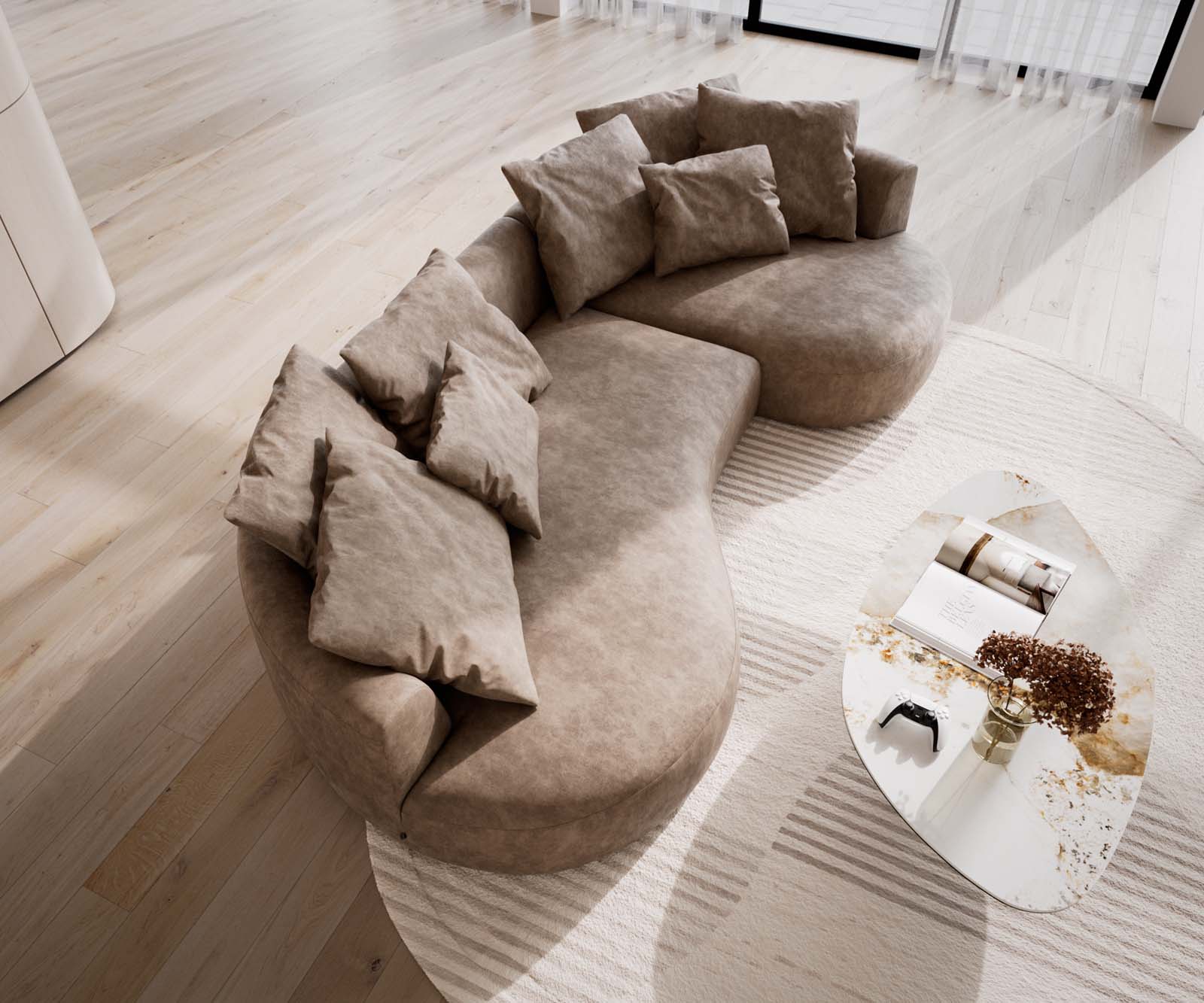 Sofa Edina 330x170cm mikrofibra szaro-brązowa vintage 3