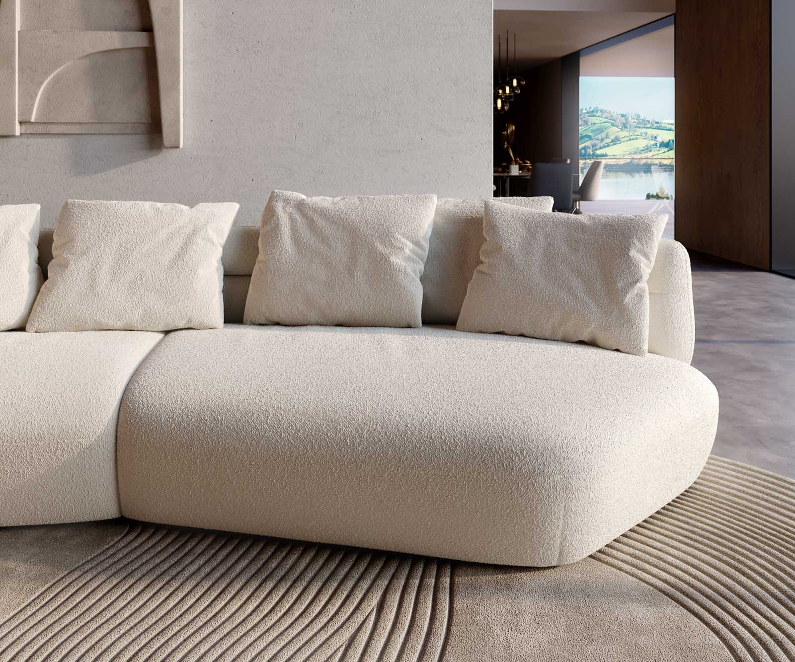 Sofa Roya 320x140cm bouclé kremowo-biały 6