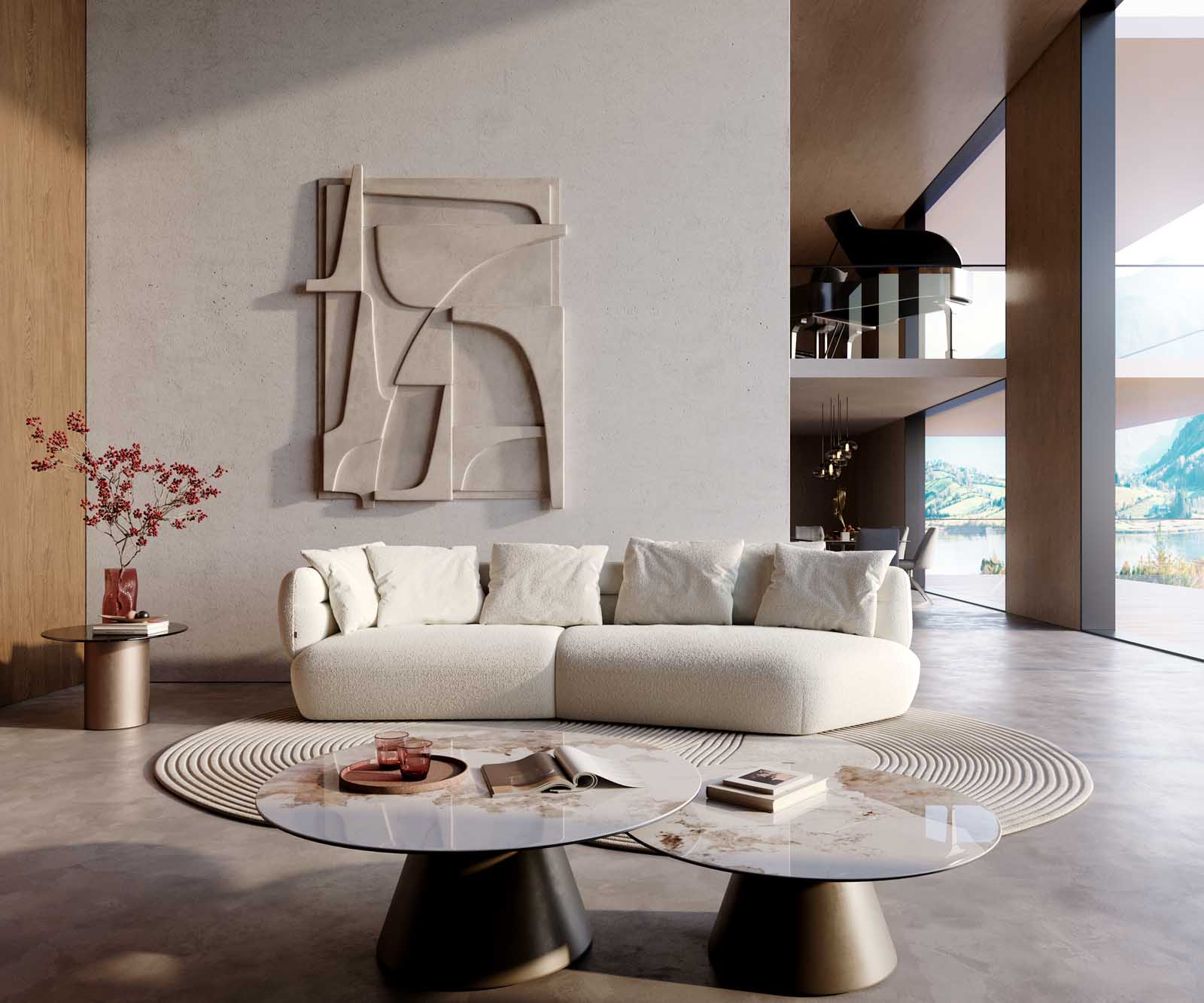 Sofa Roya 320x140cm bouclé kremowo-biały 2
