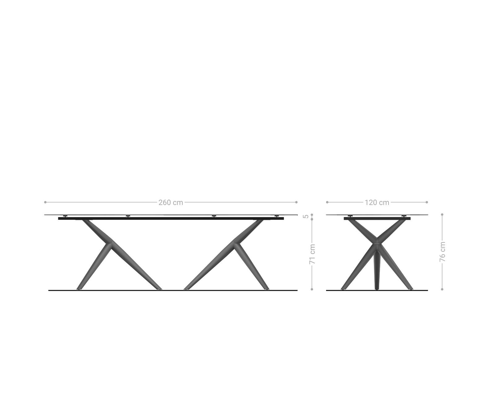 Stół do jadalni Edge w kształcie beczki 260x120 cm ceramika Laminam® Nero Greco antracytowa rama Estelar stal nierdzewna 6