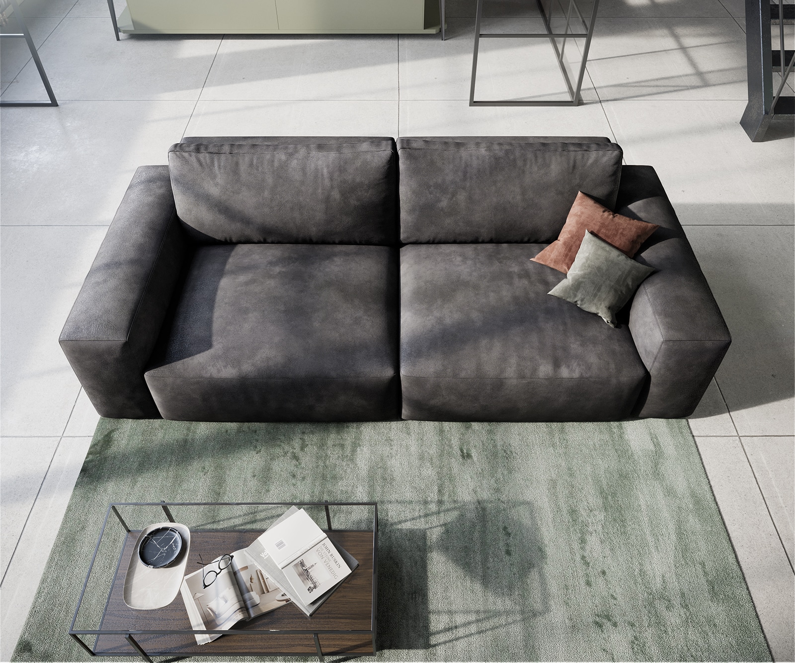 Sofa Lanzo 230x95 cm skóra ekologiczna antracyt vintage 3