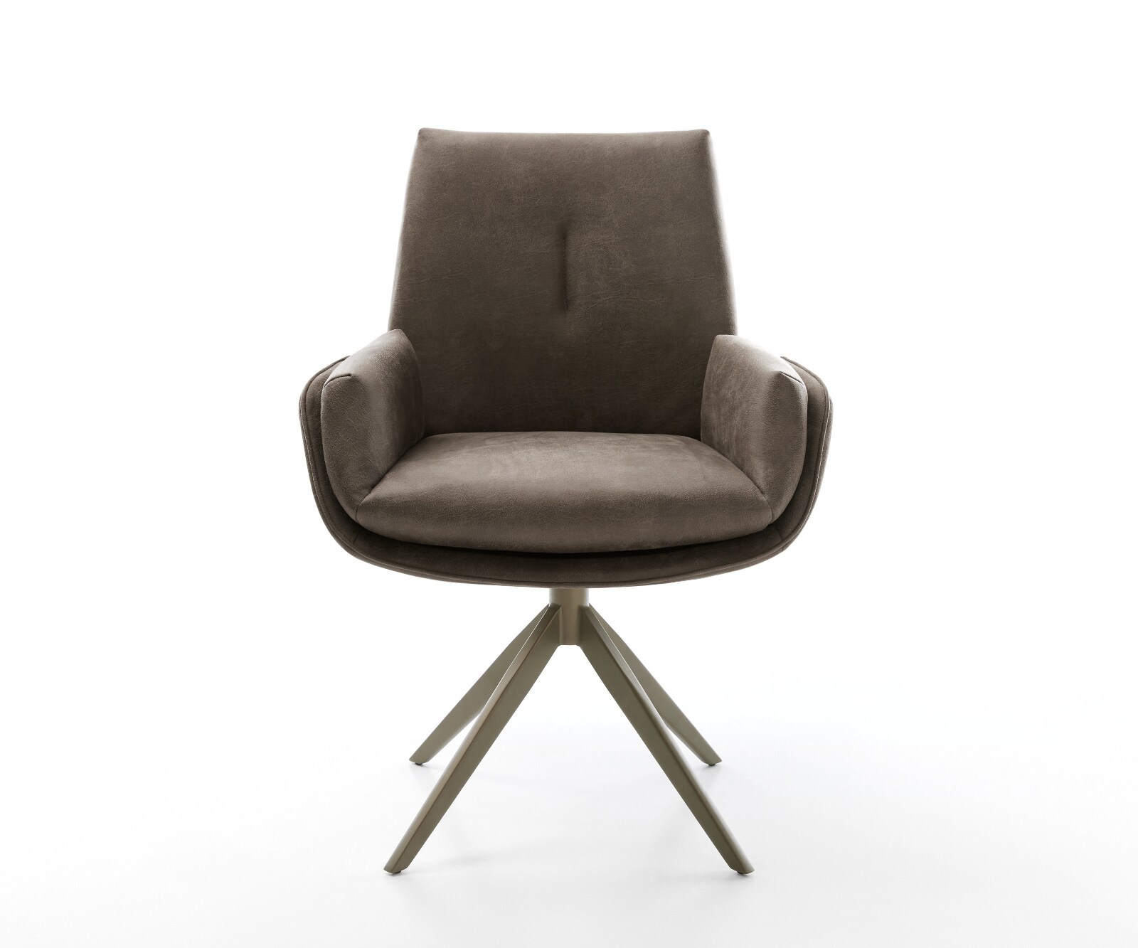 Krzesło do jadalni Clea-Flex mikrofibra szaro-brązowy vintage podstawa krzyżowa szeroka metal w kolorze tytanu obracane o 360° funkcja kołyski 4