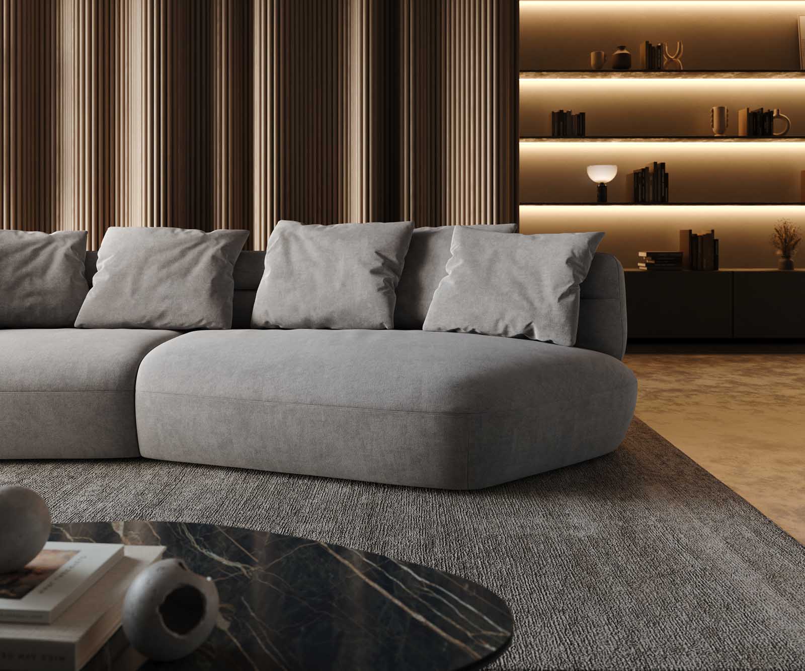 Sofa Roya 320x140cm mikrofibra szara 4